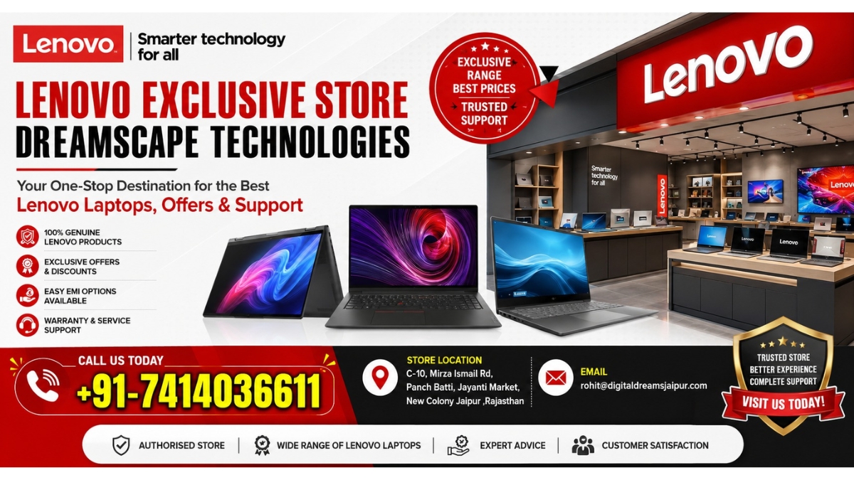 Explore the Reliable Lenovo Shop in Jaipur at Lenovo Exclusive Store – Dreamscape Technologies in Jaipur